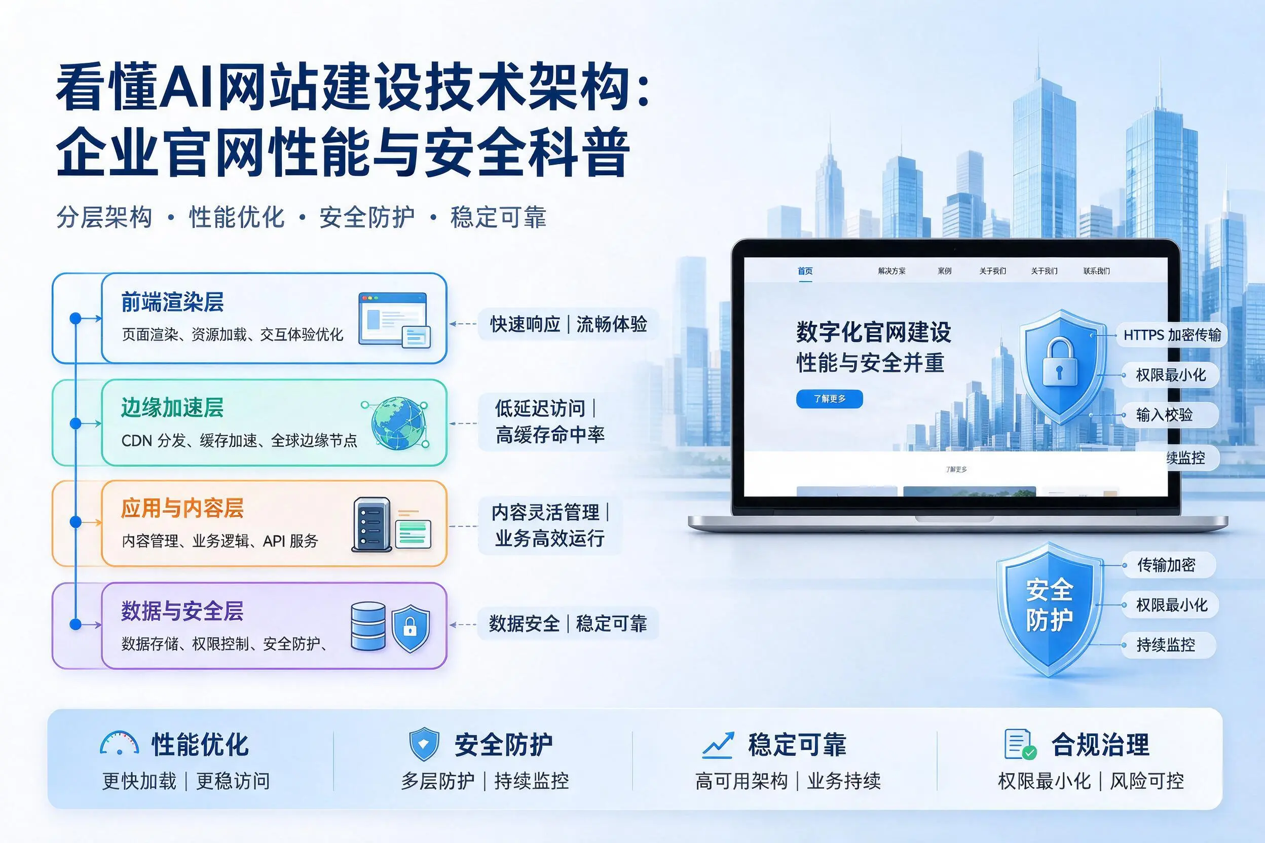 看懂AI网站建设技术架构：阜阳企业官网性能与安全科普